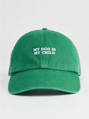 47 Green 'My Dog Is My Child' Embroidered Cap